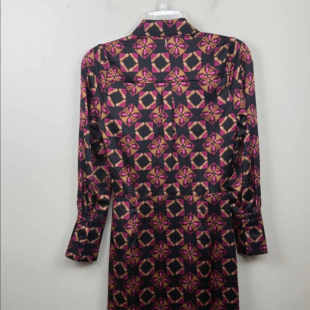 Misa Los Angeles X Anthropologie silky long sleeve abstract print Maxi with slit - Picture 9 of 11